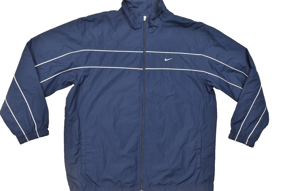 Nike Vintage Y2K Track Jacket Navy Blue White Stripe Size 2XL Full Zip